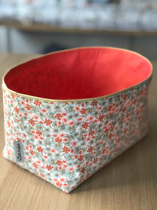 Panière à couches Thème fleuri rose et menthe