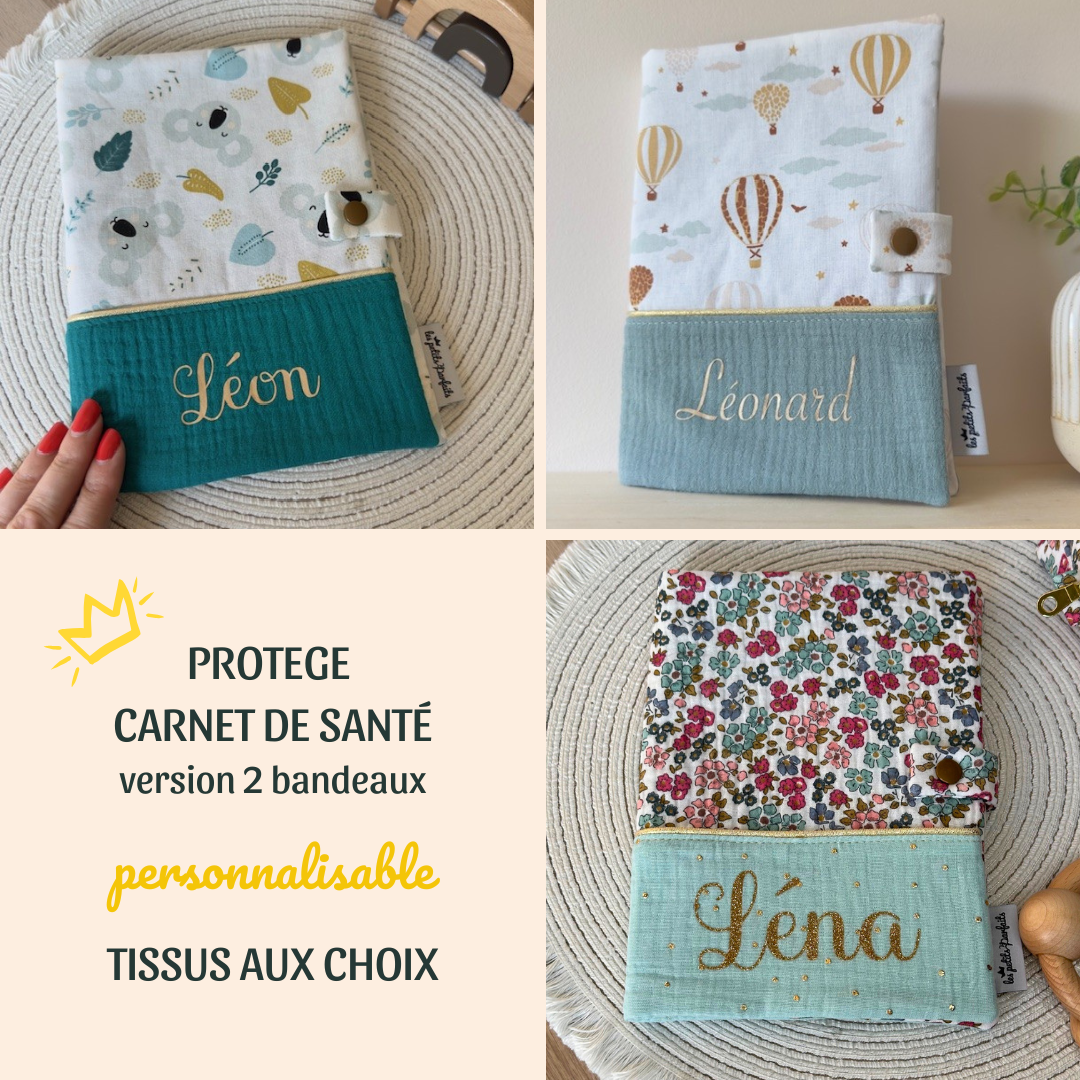 Protège carnet de santé personnalisé pour bébé ou enfant avec prénom