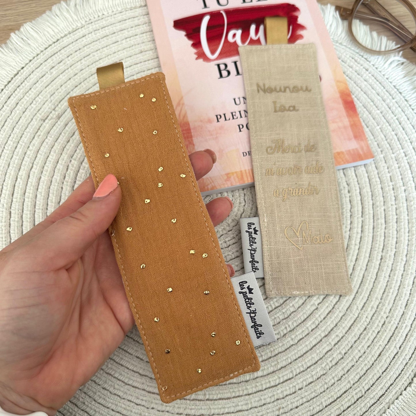 Marque-page en tissu prêt à offrir I Cadeau maîtresse, maman, mamie