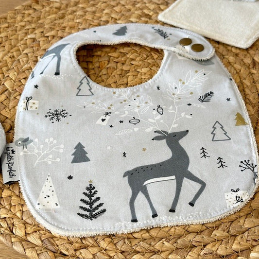 Coffret de Noël bébé personnalisé - Rennes et sapins gris