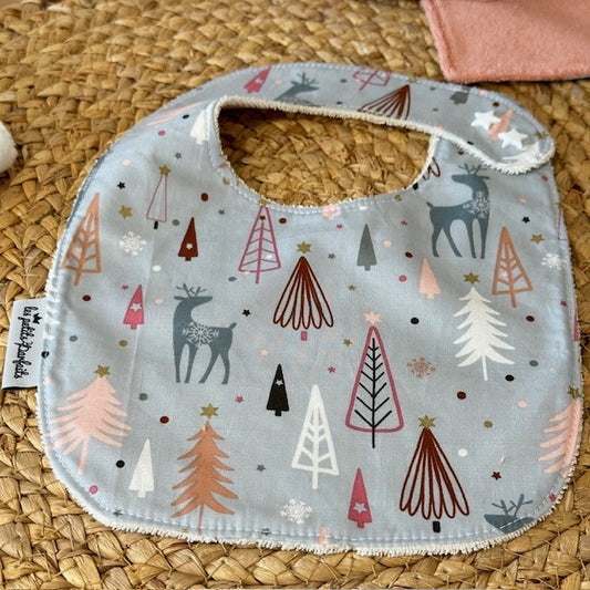 Coffret de Noël bébé personnalisé - Rennes et sapins bleu et rose