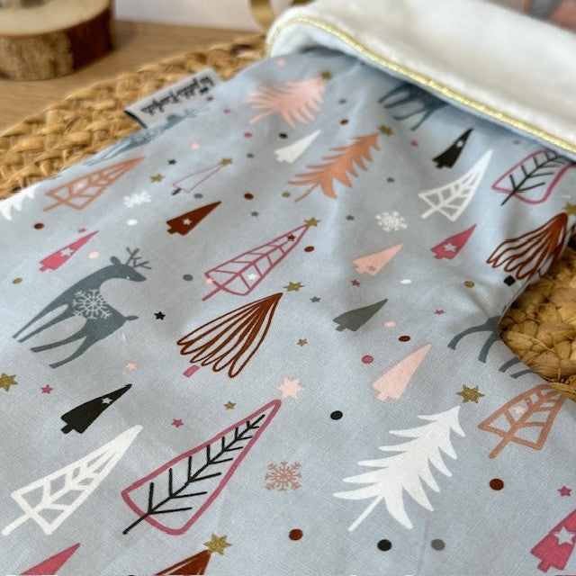 Coffret Noël à composer - Rennes et sapins bleu et rose