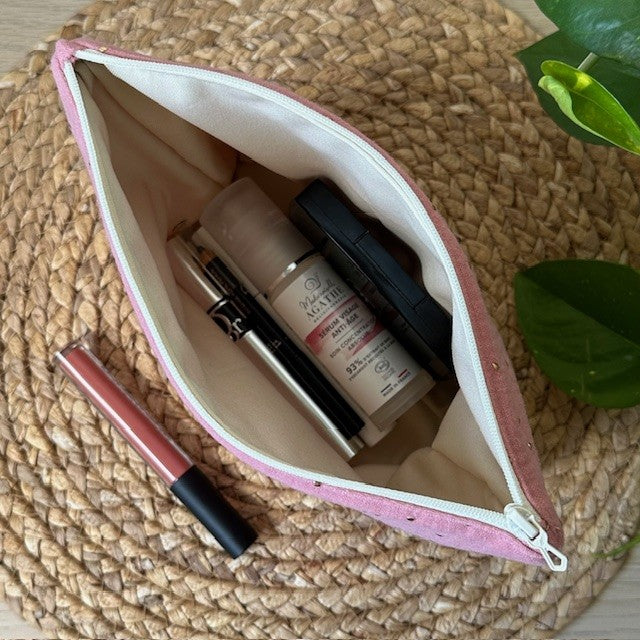 petite trousse de toilette ou de maquillage avec doublure étanche à personnaliser avec choix du tissu et prénom pour bébé, enfant, adulte