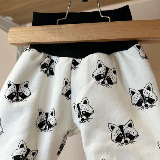 Sarouel jersey molleton raton laveur fond écru et noir