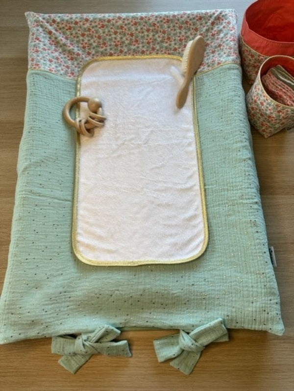 Housse de matelas à langer Thème fleuri et double gaze
