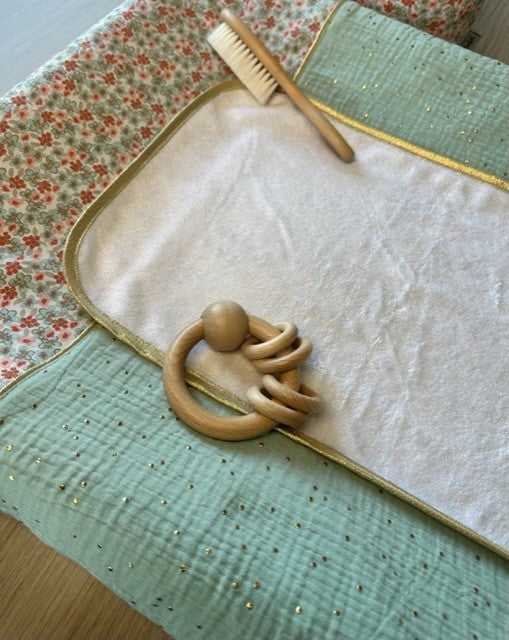 Housse de matelas à langer Thème fleuri et double gaze
