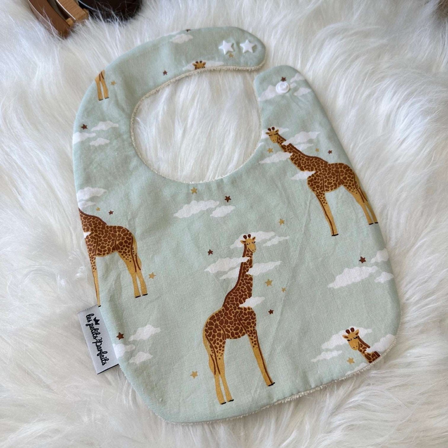 Bavoirs Thème Girafes et montgolfières étoilées