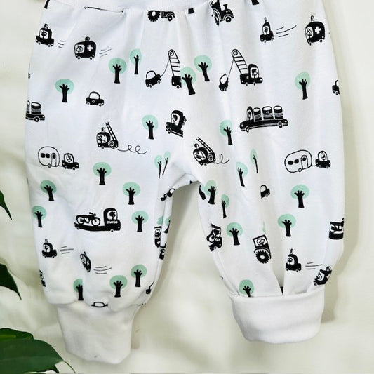 Sarouel blanc motif camions de chantier