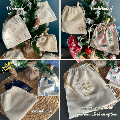 Calendrier de l’Avent en tissu personnalisé