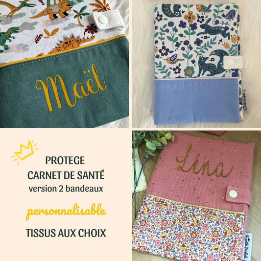 Protège carnet de santé personnalisé avec prénom chez Les Petits Parfaits