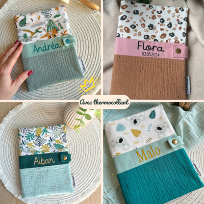 Protège carnet de santé à personnaliser - 3 bandeaux