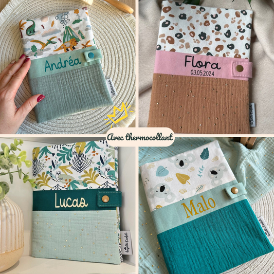 Protège carnet de santé à personnaliser - 3 bandeaux