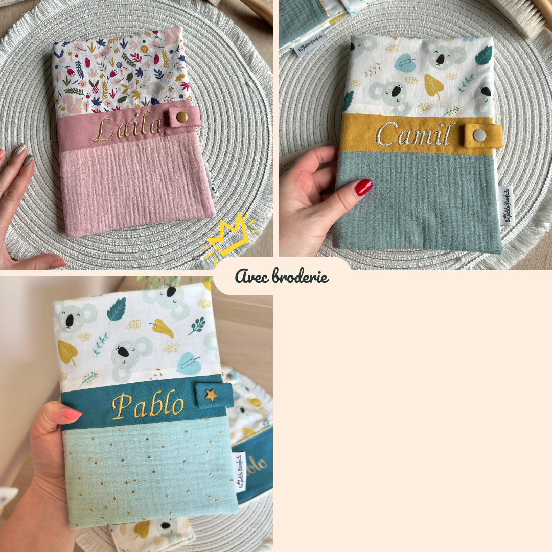 Protège carnet de santé à personnaliser - 3 bandeaux