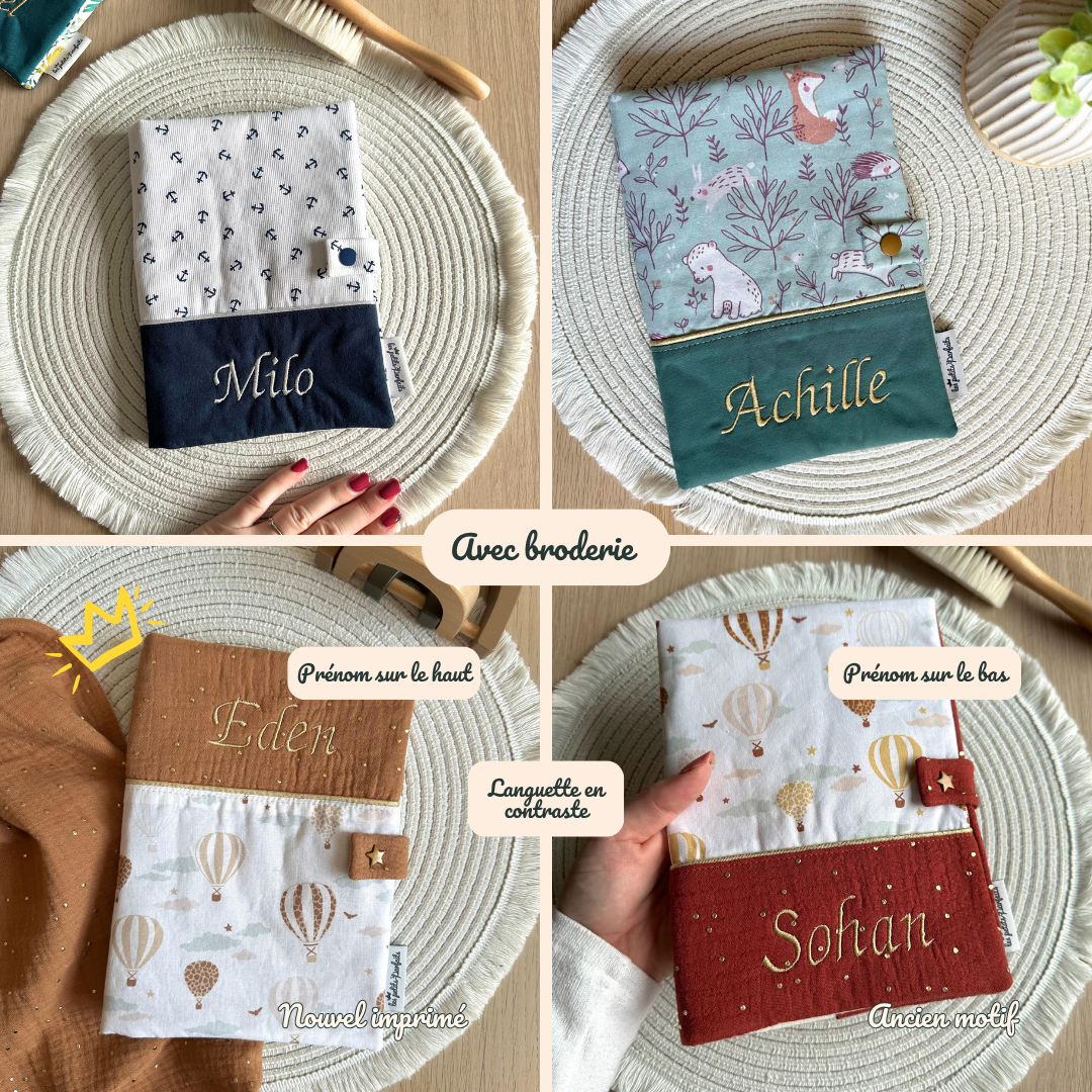 Protège carnet de santé à Personnaliser - 2 bandeaux