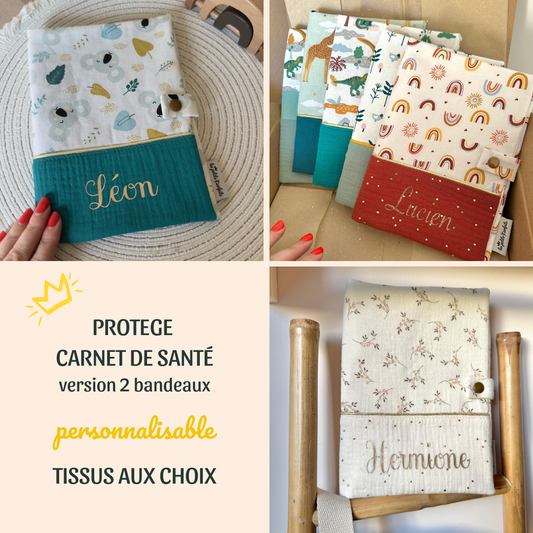 protège carnet de santé personnalisé avec prénom brodé ou thermocollant