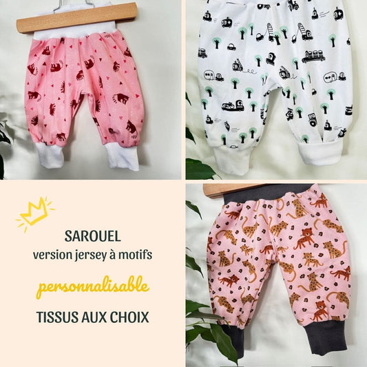 Pantalon sarouel évolutif pour bébé avec motifs personnalisable Les Petits Parfaits