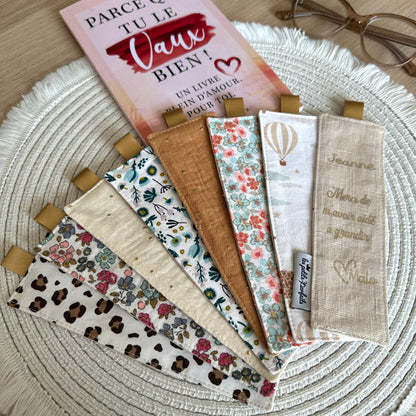 Marque-page personnalisé en tissu I Cadeau maîtresse, maman, mamie