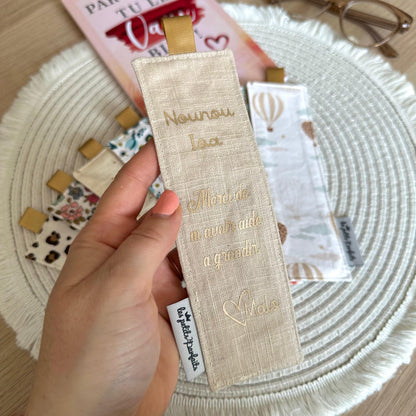 Marque-page personnalisé en tissu I Cadeau maîtresse, maman, mamie
