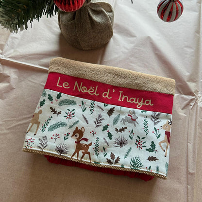 Bavoir élastique maternelle personnalisable en éponge bio - imprimé Noël