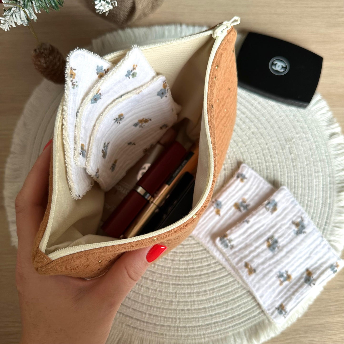 Trousse de toilette Thème double gaze - petit format (avec prénom)