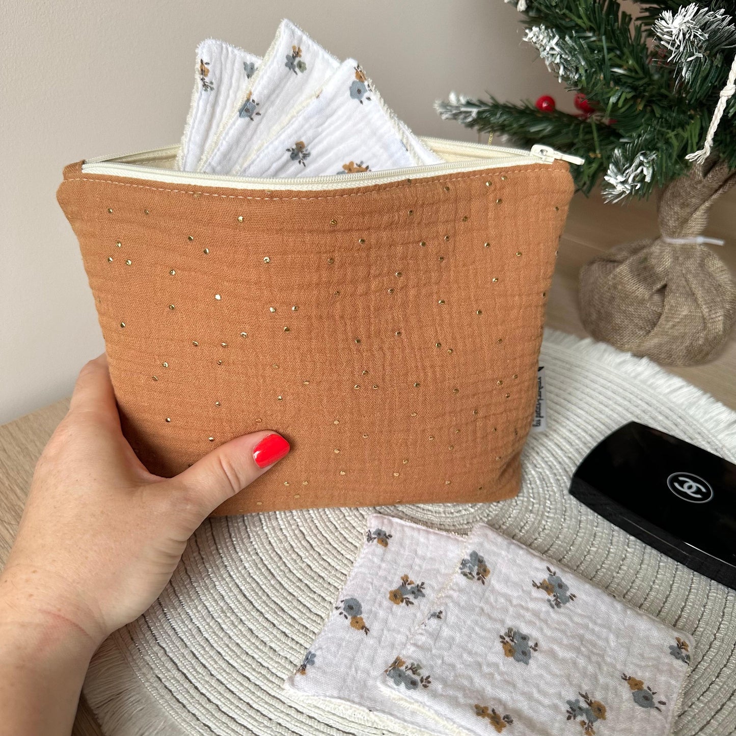 Trousse de toilette Thème double gaze - petit format (avec prénom)