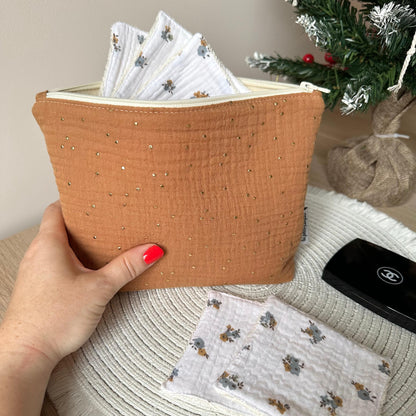 Trousse de toilette Thème double gaze - petit format (avec prénom)