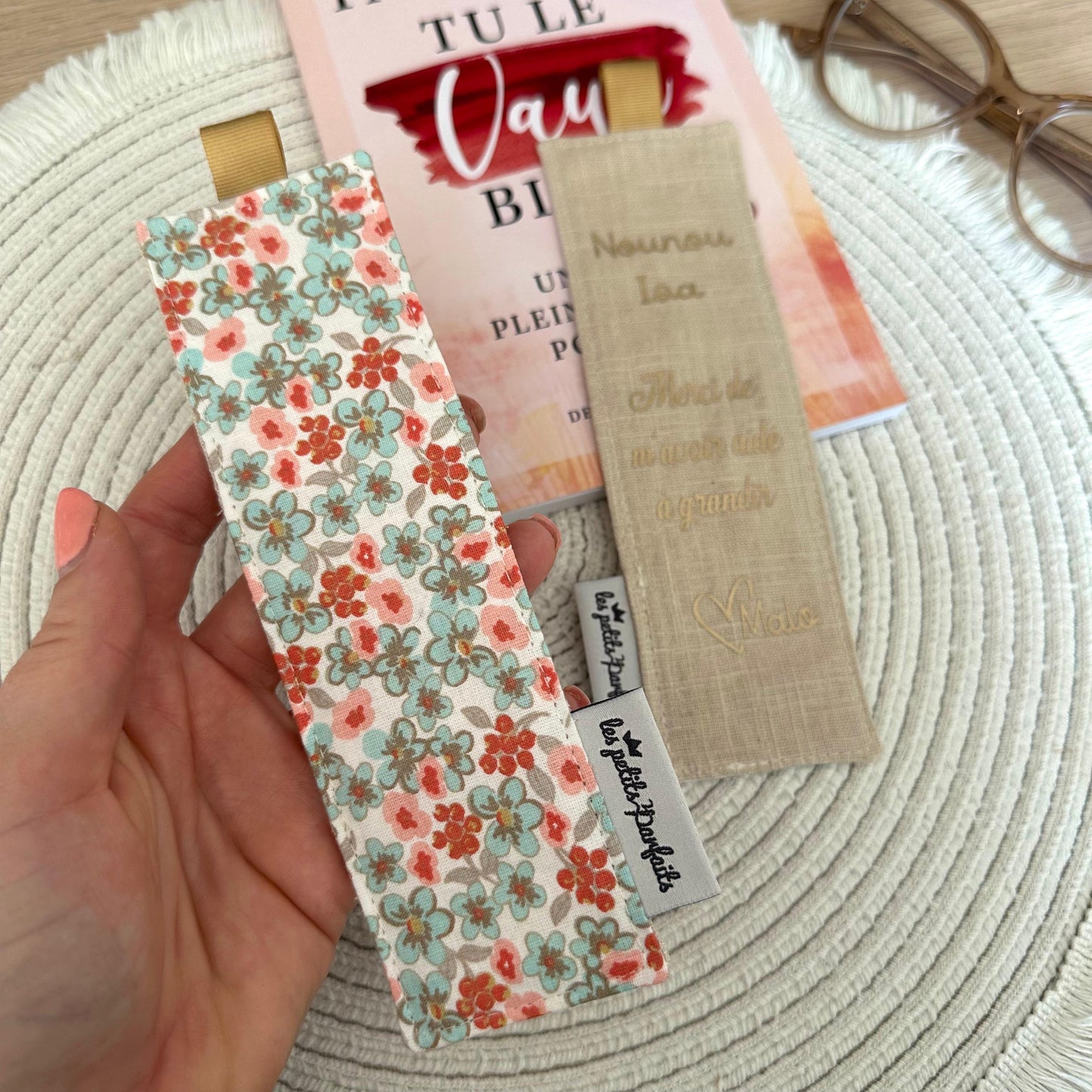 Marque-page en tissu prêt à offrir I Cadeau maîtresse, maman, mamie