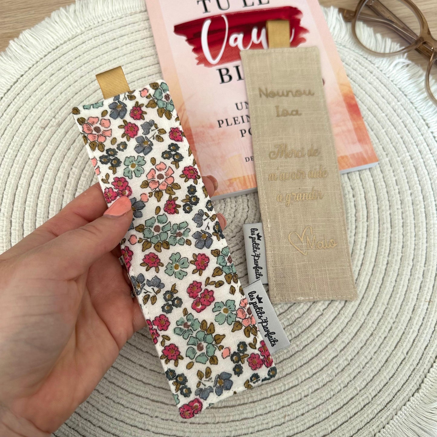 Marque-page en tissu prêt à offrir I Cadeau maîtresse, maman, mamie