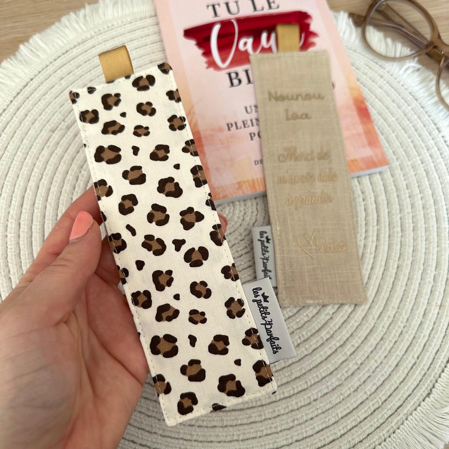 Marque-page en tissu prêt à offrir I Cadeau maîtresse, maman, mamie