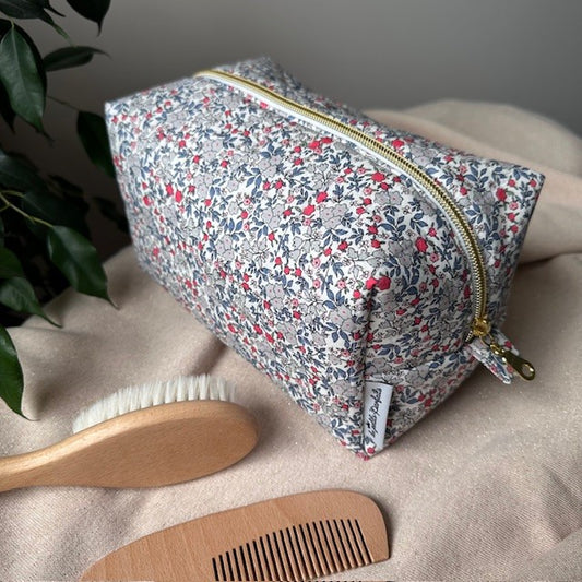 Trousse de toilette avec grande ouverture imprimée fleurs pour bébé et mamans